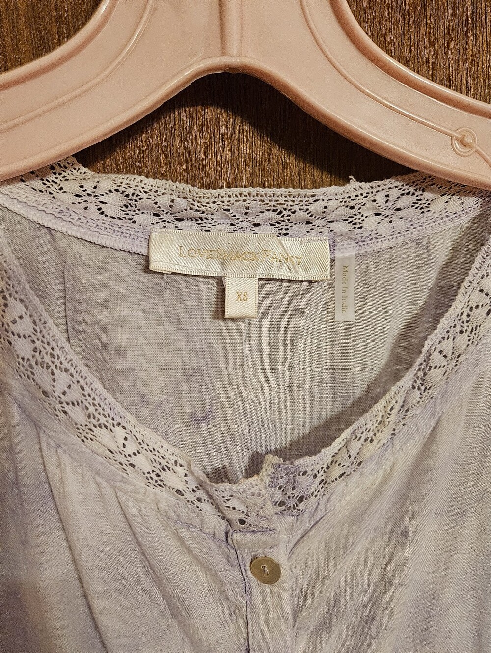 LoveShackFancy  Light Lavender Lace Button-Front Boho Dress - Picture 9 of 9